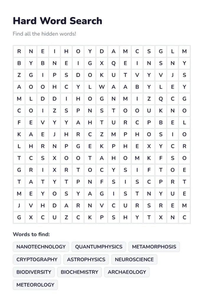 Hard Word Search Play Free Online 1 Free Hard Word Search play online