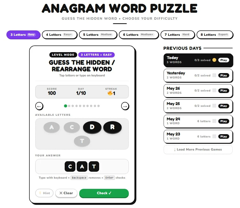 Anagram Word Game Puzzle Free Online 1 anagram word game puzzle