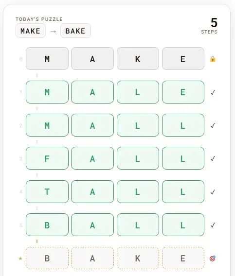 Ladder word game puzzle Free Online